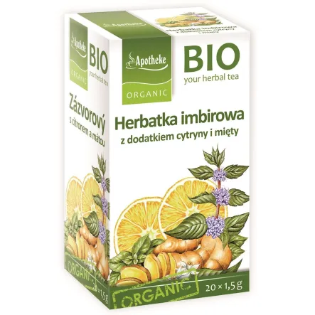Herbatka Imbirowa z Dodatkiem Cytryny i Mięty Bio 30 g (20x 1,5 g) - Apotheke