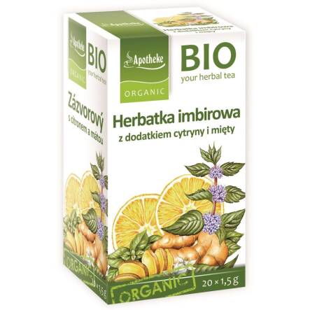 Herbatka z Imbiru z Dodatkiem Cytryny i Mięty Bio 20 x 1,5 g - Apotheke
