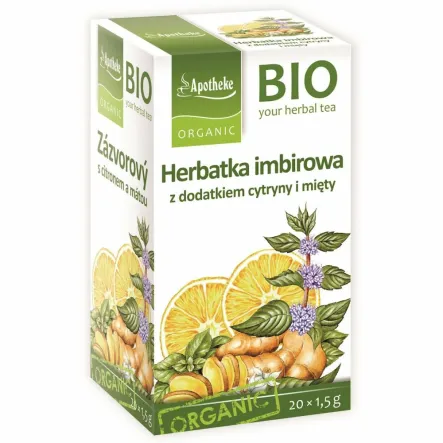 Herbatka z Imbiru z Dodatkiem Cytryny i Mięty Bio 20x 1,5 g - Apotheke