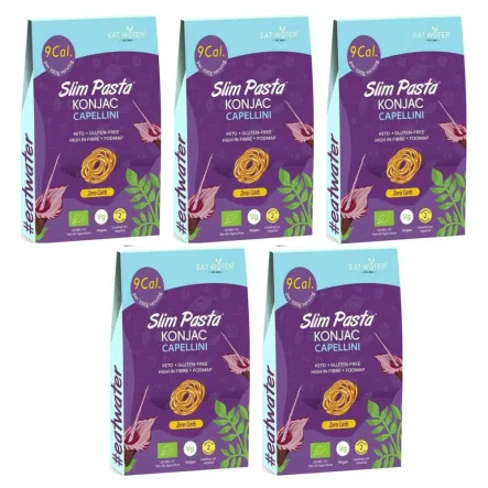 5 x Makaron Konjac Capellini Bezglutenowy Bio 270 g (200 g) - SLIM PASTA