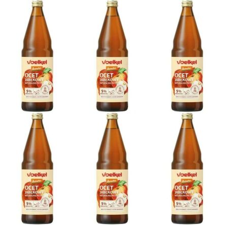 Zestaw 6 x Ocet Jabłkowy Niepasteryzowany Niefiltrowany Bio DEMETER 750 ml - Voelkel