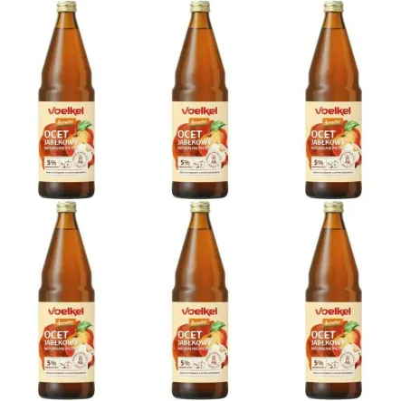 Zestaw 6 x Ocet Jabłkowy Niepasteryzowany Niefiltrowany Bio DEMETER 750 ml - Voelkel