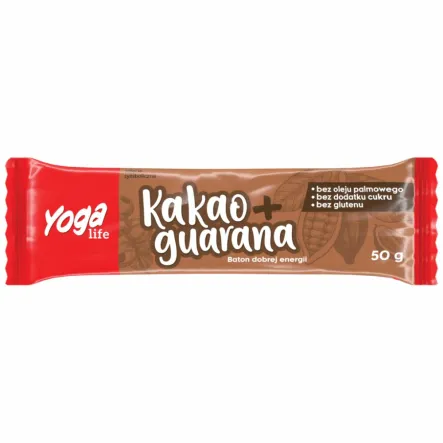 Baton Owocowy Kakao z Guaraną 50 g - Yoga Life - Przecena Krótka Data Minimalnej Trwałości