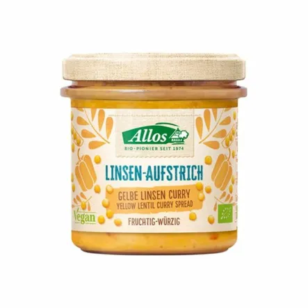 Pasta z Soczewicy z Curry Bezglutenowa Bio 140 g Allos - Przecena Krótka Data Minimalnej Trwałości