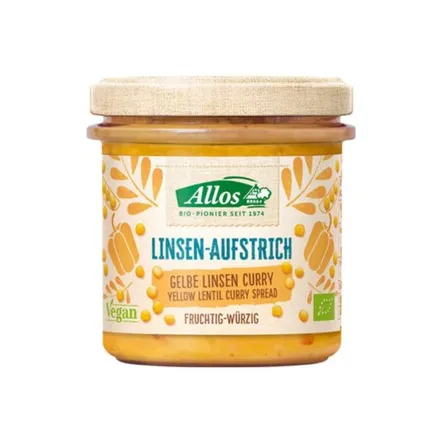 Pasta z Soczewicy z Curry Bezglutenowa Bio 140 g Allos - Przecena Krótka Data Minimalnej Trwałości