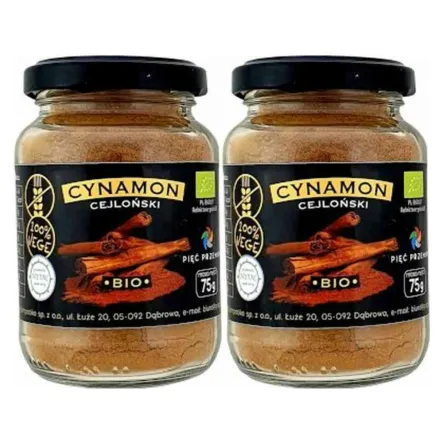 2 x Cynamon Cejloński Bezglutenowy BIO w Słoiczku 75 g - Pięć Przemian