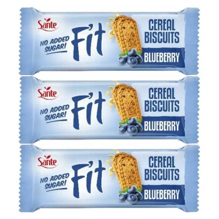 3 x Fit Cereal Ciasteczka Zbożowe z Kostką Żelową Jagoda Granat Bez Dodatku Cukru 50 g - Sante