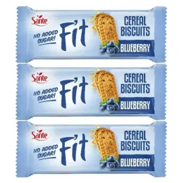 3 x Fit Cereal Ciasteczka Zbożowe z Kostką Żelową Jagoda Granat Bez Dodatku Cukru 50 g - Sante