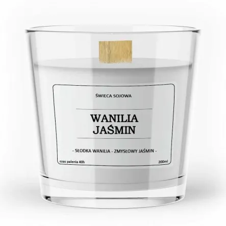 Sojowa Świeca Zapachowa WANILIA & JAŚMIN 200 ml - Vitafarm