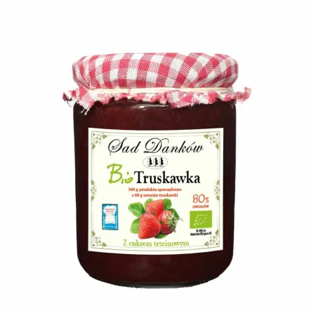Truskawka 80% z Cukrem Trzcinowym Bio 270 g - Sad Danków - Wyprzedaż