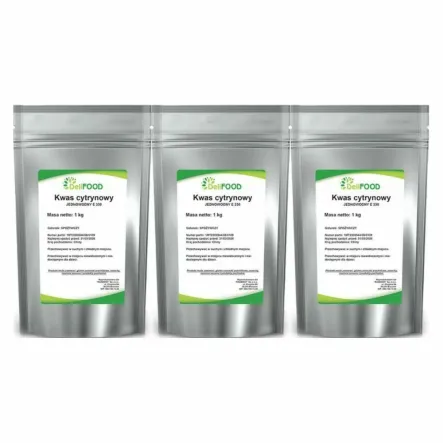 3 x Kwas Cytrynowy Jednowodny E330 1 kg - DeliFood