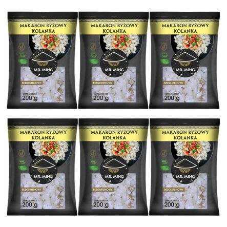 6 x Makaron Ryżowy KOLANKA Bezglutenowy 200 g - Mr. Ming (31.12.2025)