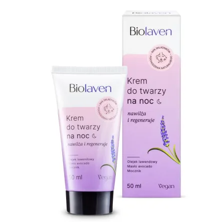 Krem do Twarzy na Noc Nawilżająco - Regenerujący 50 ml - Biolaven - Przecena Krótka Data Minimalnej Trwałości