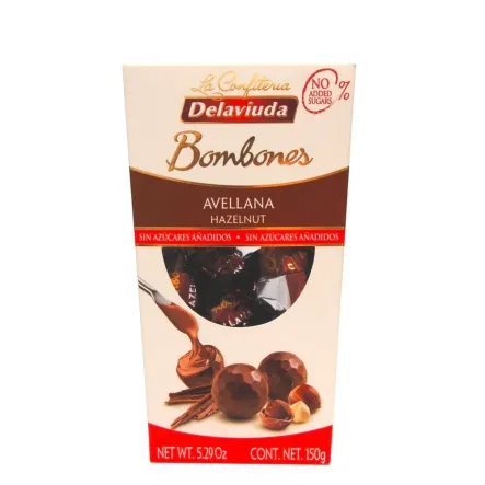 Pralinki z Nadzieniem z Orzechów Laskowych Bez Cukru Bombones 150 g Delaviuda