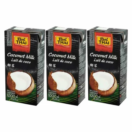 Zestaw 3 x Mleko Kokosowe UHT 85% Ekstrakt Kokosa 1L - RealThai