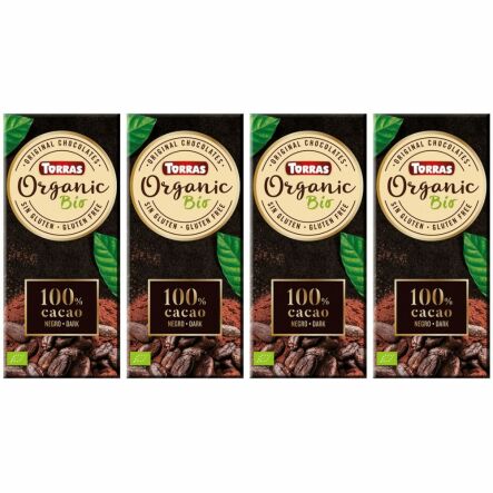 4 x Czekolada Gorzka 100% Kakao Bez Dodatku Cukru BIO 100 g - Torras