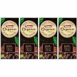 4 x Czekolada Gorzka 100% Kakao Bez Dodatku Cukru BIO 100 g - Torras
