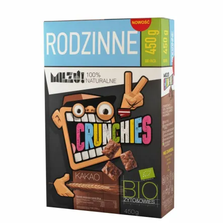 Płatki Crunchies Żytnio - Owsiane z Kakao BIO 450 g - Milzu
