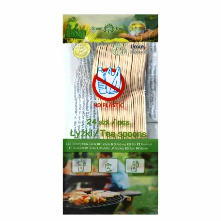 Łyżki Drewniane Kompostowalne 24 Sztuki - Froggy