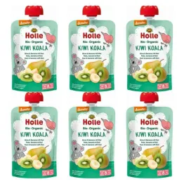 6 x Mus Owocowy Kiwi Koala (Gruszka, Banan, Kiwi) Bez Dodatku Cukru Bio Demeter 100 g - Holle