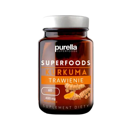 Superfoods Kurkuma Trawienie 30 g 60 Kapsułek - Purella - Wyprzedaż