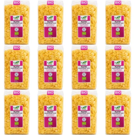 12 x Płatki Kukurydziane Jasne Bez Dodatku Cukru Bio 250 g - Bio Planet - Płatki Śniadaniowe Eko