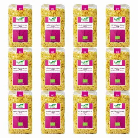 12 x Płatki Kukurydziane Jasne Bio 250 g - Bio Planet - Płatki Śniadaniowe Eko