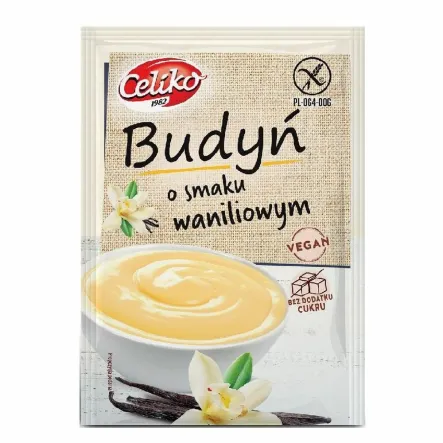 Budyń o Smaku Waniliowym Bezglutenowy Bez Dodatku Cukru 40 g - Celiko