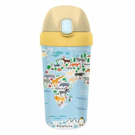 Bidon ze Słomką Dla Dzieci z Tworzywa PLA - Animal World 400 ml - Chic-Mic