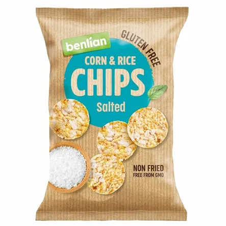 Chipsy Kukurydziano-Ryżowe Sól Morska 50 g Benlian