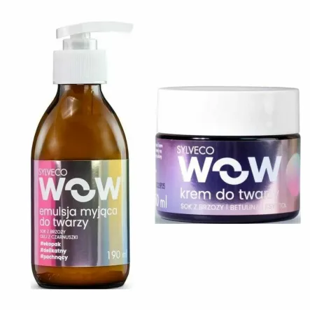 Zestaw WOW Emulsja Myjąca do Twarzy 190 ml - Sylveco + WOW Krem do Twarzy z Sokiem z Brzozy 50 ml - Sylveco