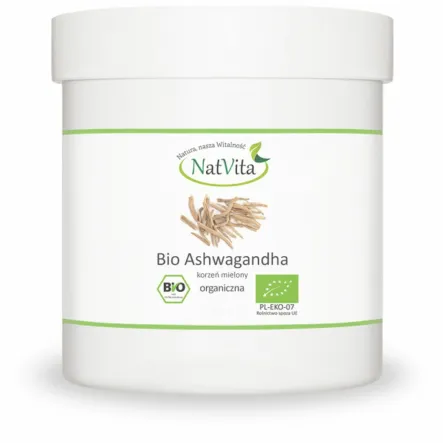 Ashwagandha Bio Mielona 130 g - NatVita - Przecena Krótka Data Minimalnej Trwałości