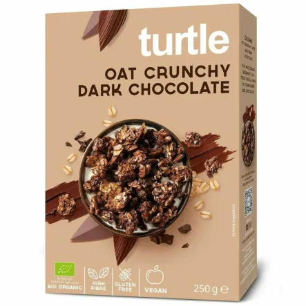 Musli Owsiane z Gorzką Czekoladą Pieczone Bezglutenowe Bio 250 g - Turtle
