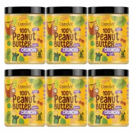6 x Masło Orzechowe Crunchy 1 kg - OstroVit - Krem Orzechowy 100%