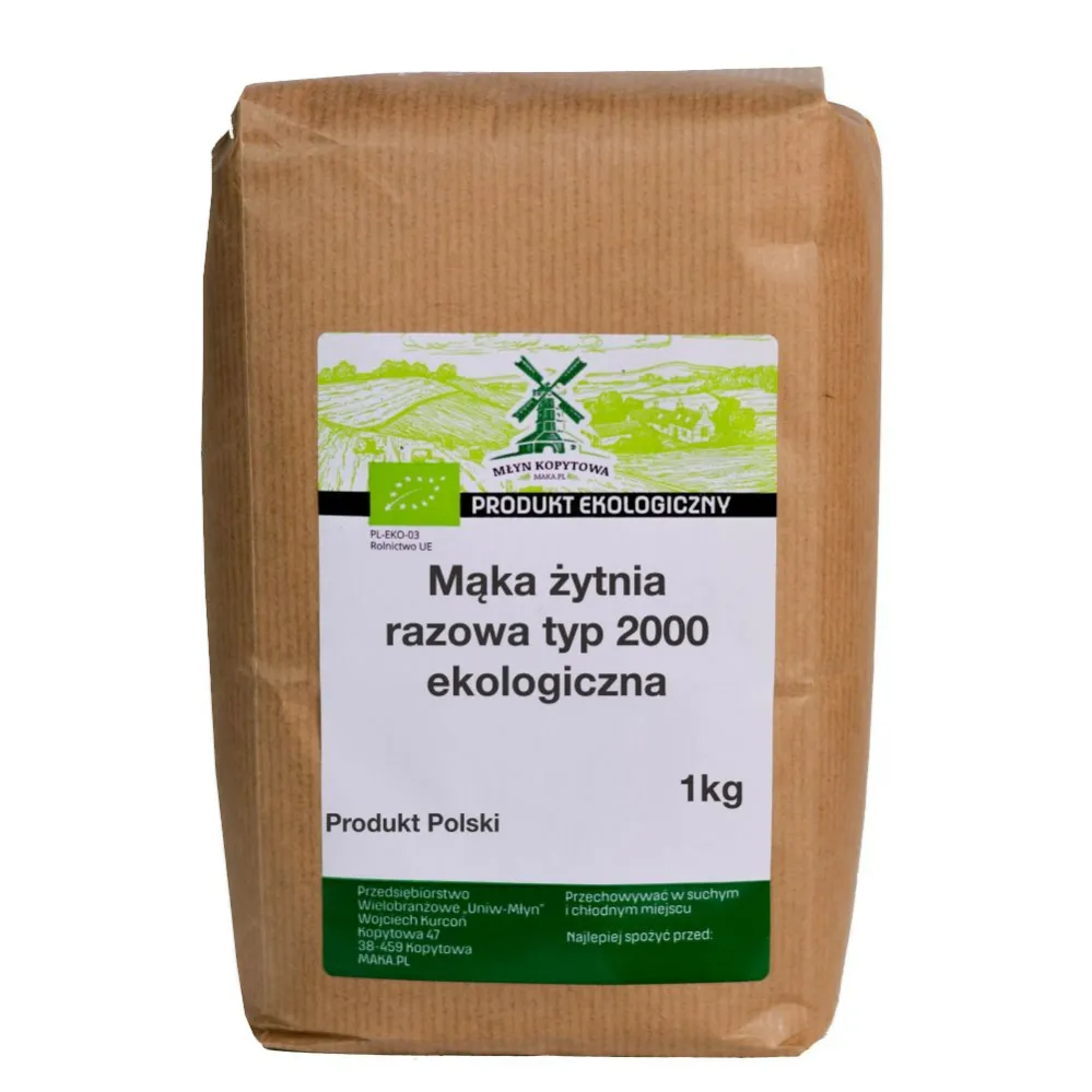 Ekologiczna Mąka Żytnia Razowa Typ 2000 z Młyna Kopytowa 🌾