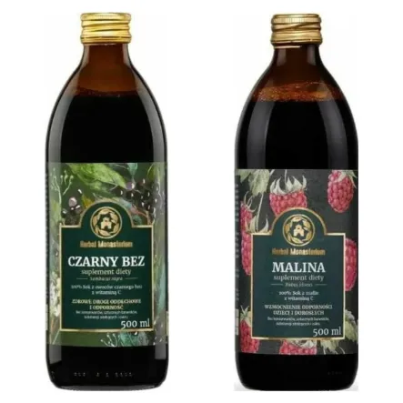 Czarny Bez 500 ml + Sok z Malin 500 ml - Herbal Monasterium