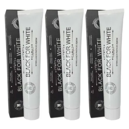 Zestaw 3 x Czarna Pasta Wybielająca Black for White do zębów 75ml