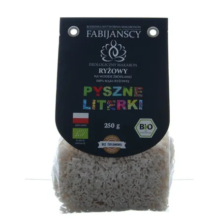 Makaron Ryżowy Biały Pyszne Literki 250 g Fabijańscy