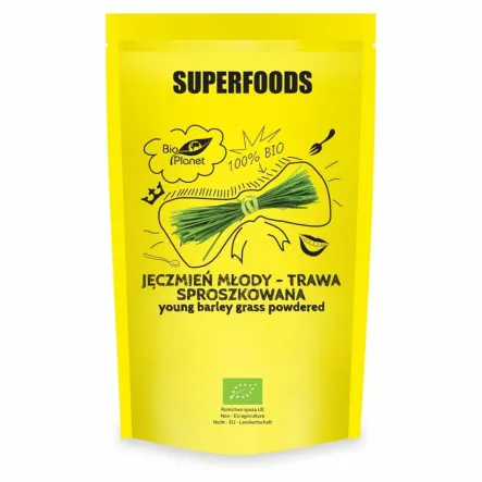Jęczmień Młody Trawa Sproszkowana Bio 125 g Bio Planet - Przecena Krótka Data Minimalnej Trwałości