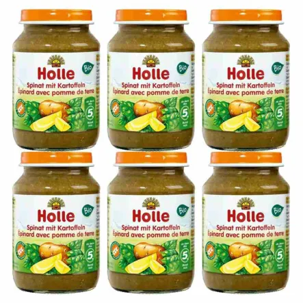 6 x Danie dla Niemowląt Szpinak Ziemniak Bio 190 g - Holle