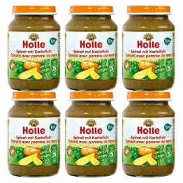 6 x Danie dla Niemowląt Szpinak Ziemniak Bio 190 g - Holle