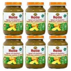 6 x Danie dla Niemowląt Szpinak Ziemniak Bio 190 g - Holle