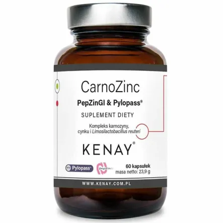 CarnoZinc PepZinGI and  Pylopass™ 60 Kapsułek - Kenay