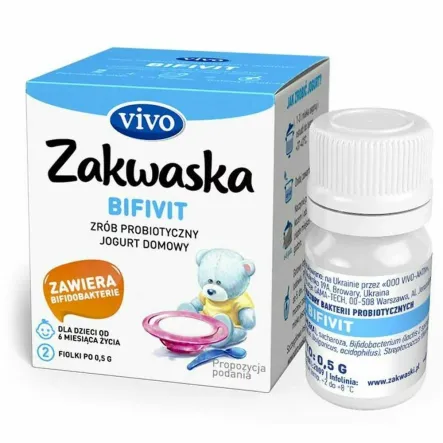 Zakwaska do Jogurtu BIFIVIT 2 Sztuki 1 g (2 x 0,5 g) - VIVO (COLD) - Przecena Krótka Data Minimalnej Trwałości