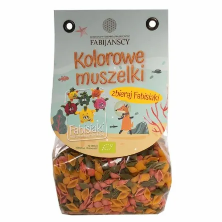 Makaron (Kukurydza + Groszek + Soczewica) Kolorowe Muszelki Bezglutenowy Bio 250 g - Fabijańscy