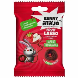 Przekąska Owocowa w Kształcie Sznurka Fruit Lasso Jabłko i Truskawka 20 g - Bunny Ninja