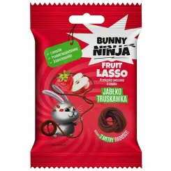 Przekąska Owocowa w Kształcie Sznurka Fruit Lasso Jabłko i Truskawka 20 g - Bunny Ninja