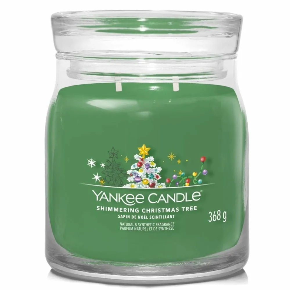 Świeca Średnia SHIMMERING CHRISTMAS TREE - Wosk Sojowy 368 g - YANKEE CANDLE