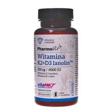 Witamina K2 Mk7 + D3 4000 IU 60 Kapsułek Pharmovit