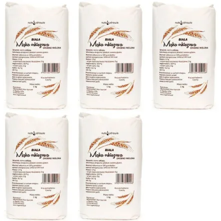 5 x Mąka Orkiszowa Biała Drobna 1 kg Vegamarket